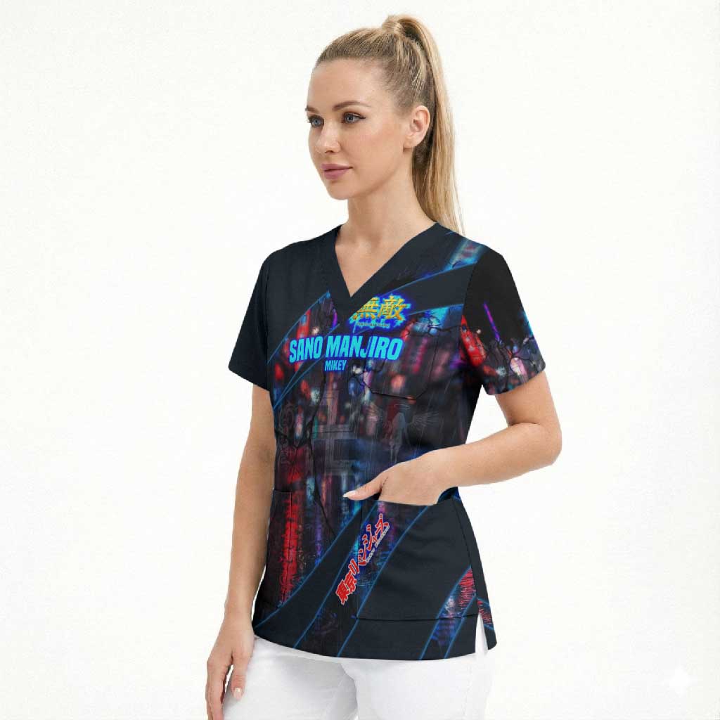 Sano Manjiro Mikey Scrub Top Neon Tokyo Gang Aesthetic Style