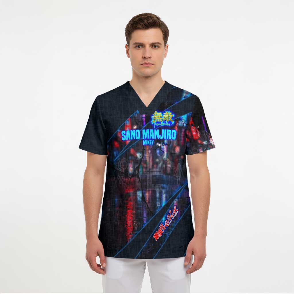 Sano Manjiro Mikey Scrub Top Neon Tokyo Gang Aesthetic Style