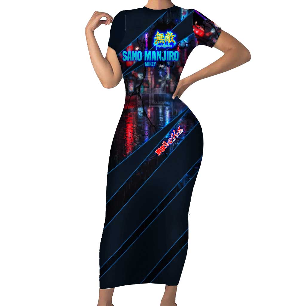Sano Manjiro Mikey Short Sleeve Bodycon Dress Neon Tokyo Gang Aesthetic Style