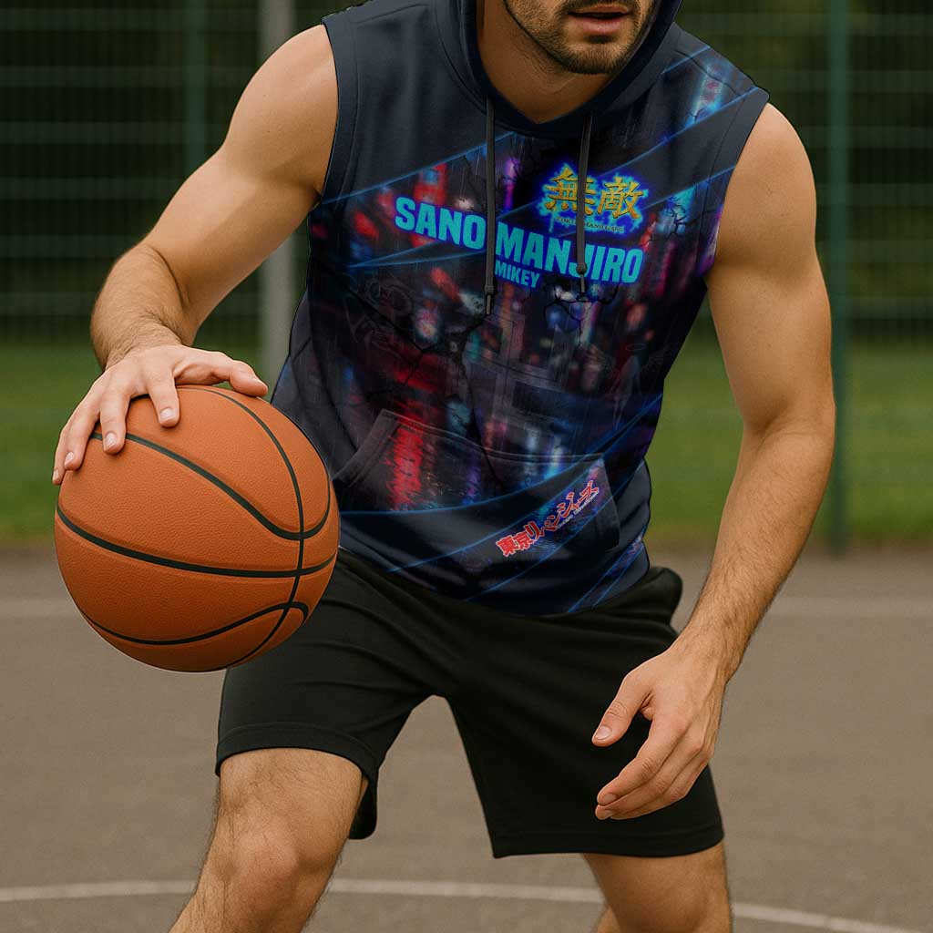 Sano Manjiro Mikey Sleeveless Hoodie Neon Tokyo Gang Aesthetic Style