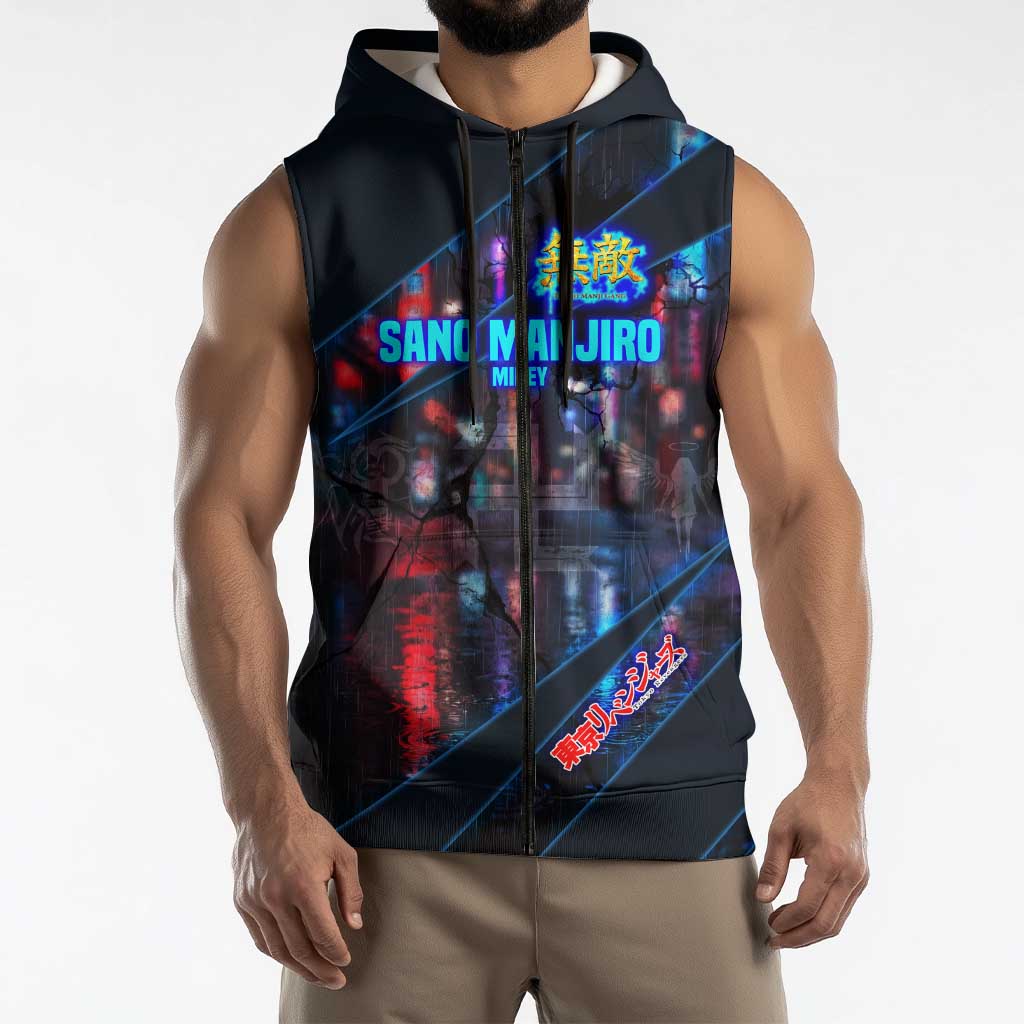 Sano Manjiro Mikey Sleeveless Zip Hoodie Neon Tokyo Gang Aesthetic Style