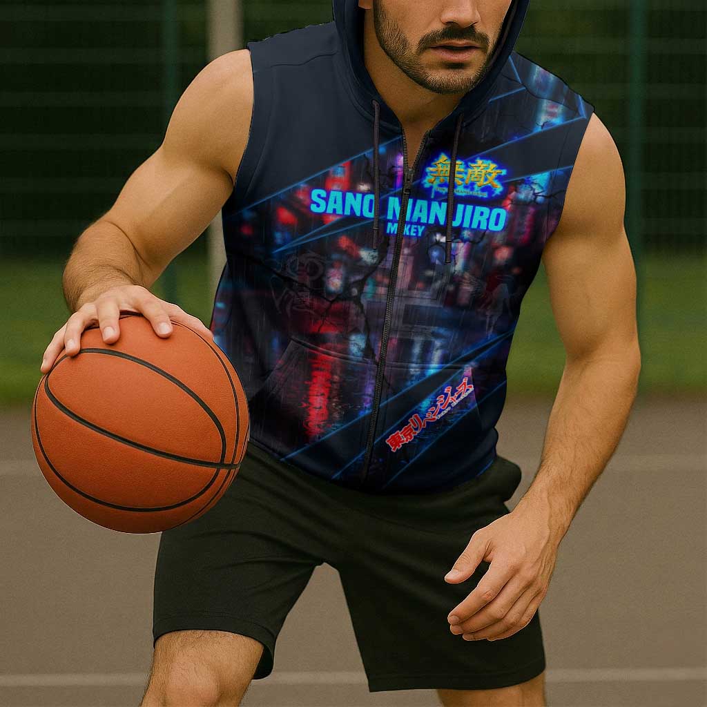 Sano Manjiro Mikey Sleeveless Zip Hoodie Neon Tokyo Gang Aesthetic Style