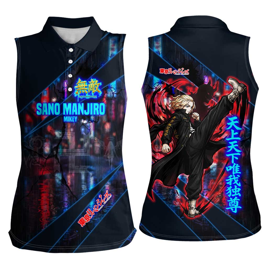 Sano Manjiro Mikey Women Sleeveless Polo Shirt Neon Tokyo Gang Aesthetic Style