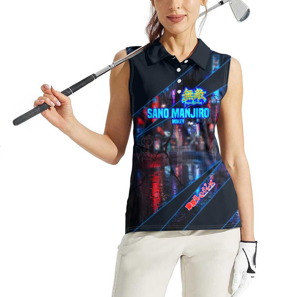 Sano Manjiro Mikey Women Sleeveless Polo Shirt Neon Tokyo Gang Aesthetic Style