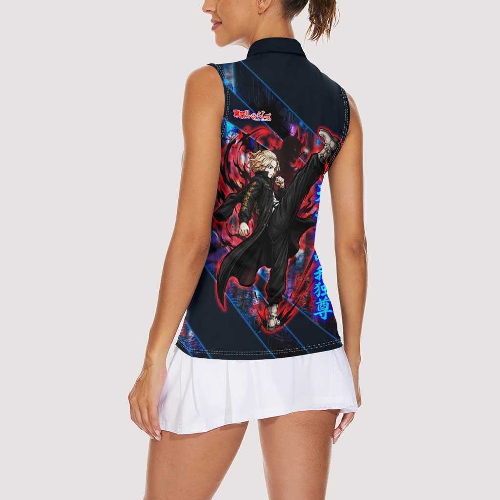 Sano Manjiro Mikey Women Sleeveless Polo Shirt Neon Tokyo Gang Aesthetic Style