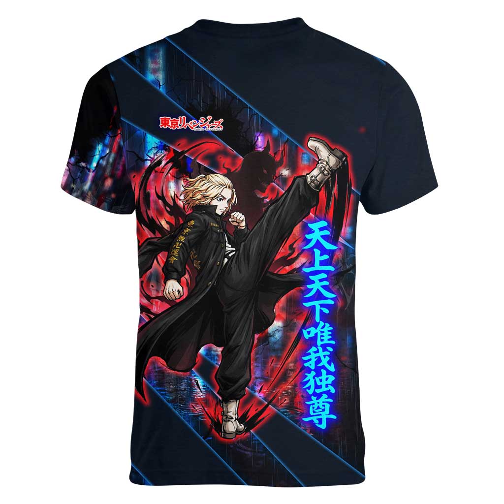 Sano Manjiro Mikey Women V-Neck T-Shirt Neon Tokyo Gang Aesthetic Style