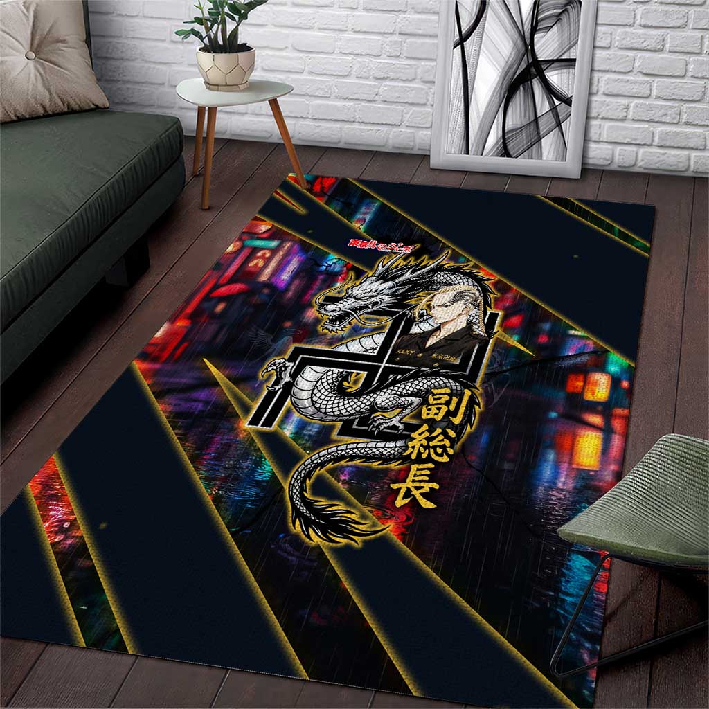 Ryuguji Ken Draken Area Rug Neon Dragon Yakuza Art Style