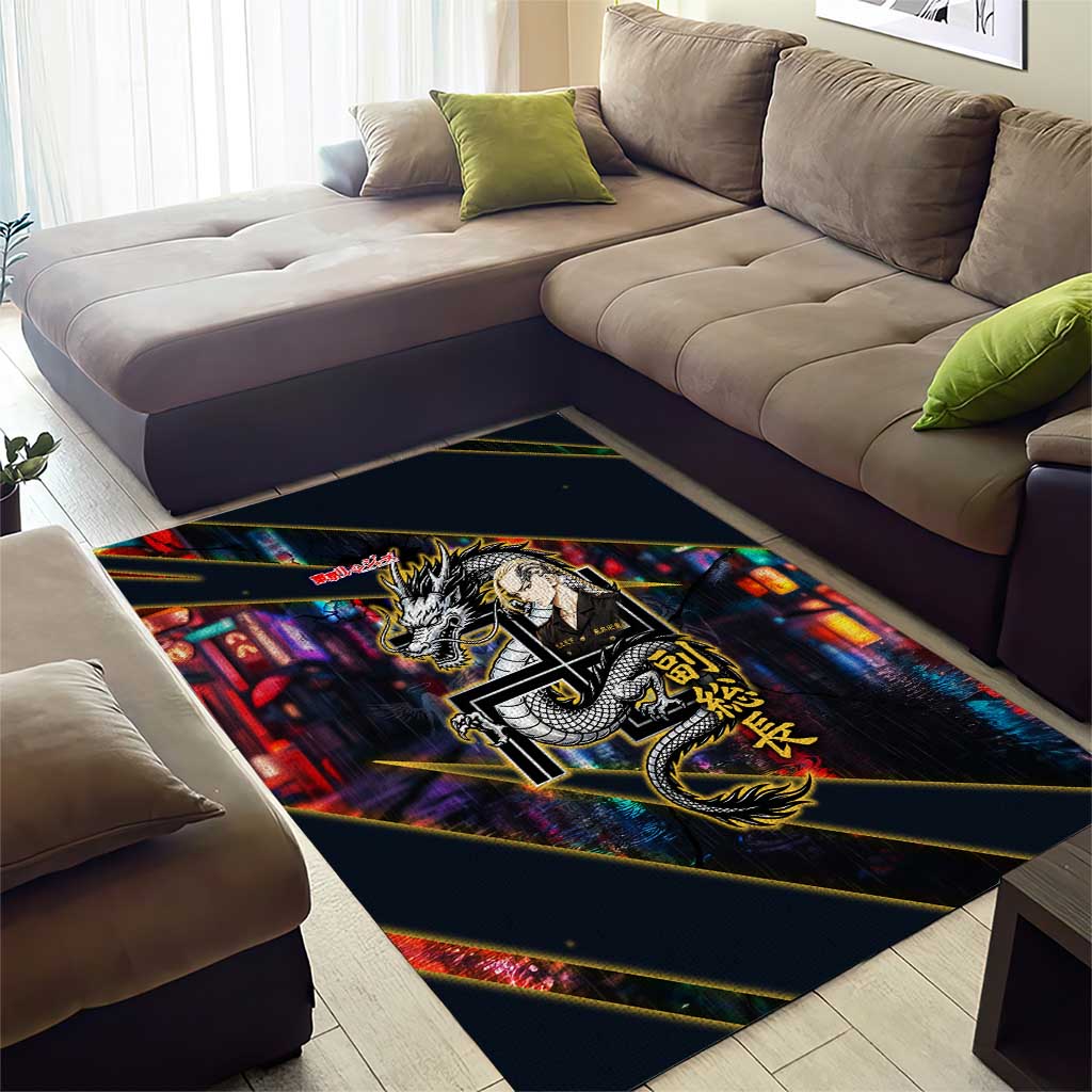 Ryuguji Ken Draken Area Rug Neon Dragon Yakuza Art Style