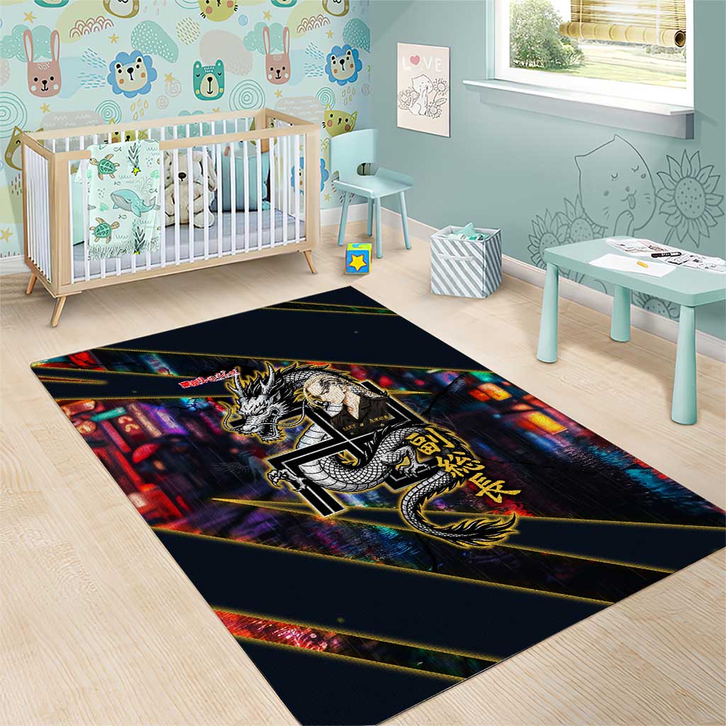 Ryuguji Ken Draken Area Rug Neon Dragon Yakuza Art Style