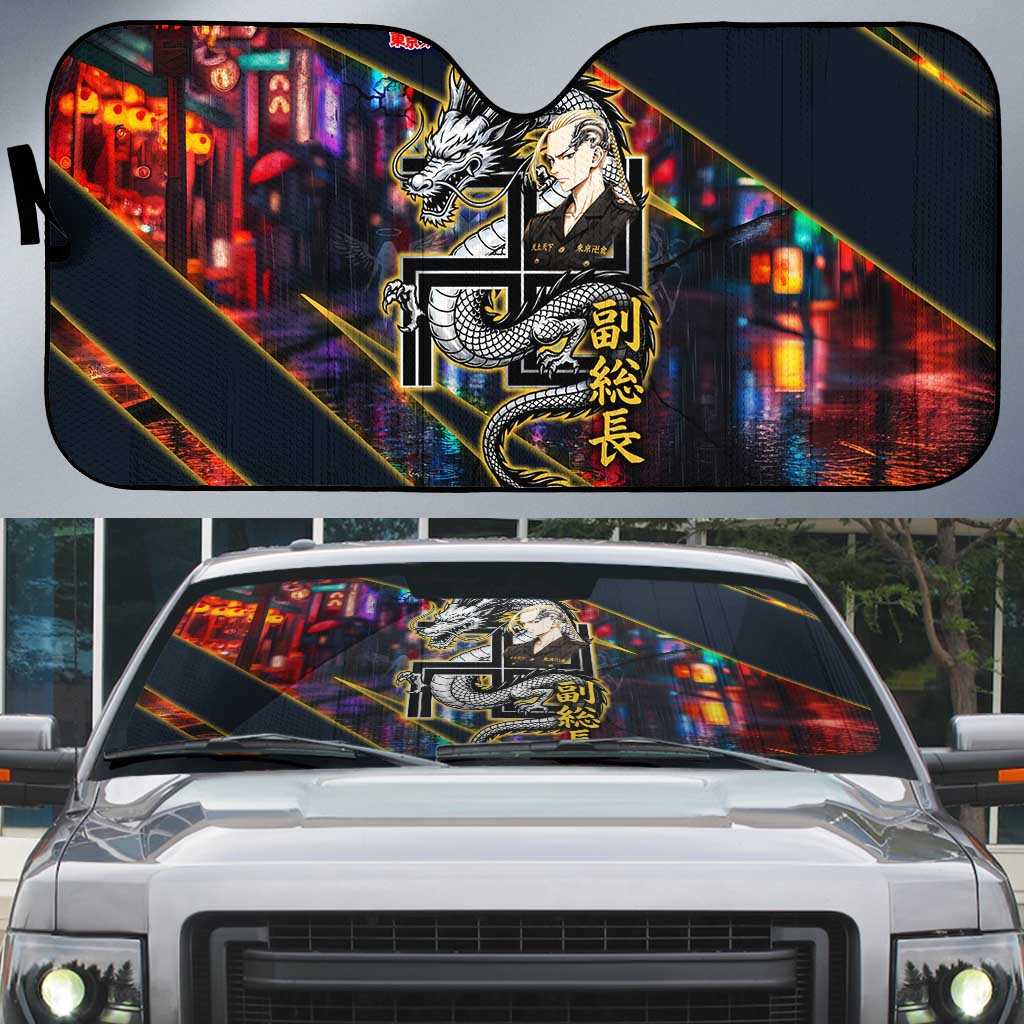 Ryuguji Ken Draken Auto Sun Shade Neon Dragon Yakuza Art Style
