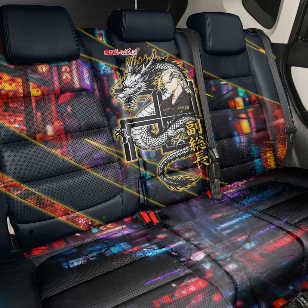 Ryuguji Ken Draken Back Car Seat Cover Neon Dragon Yakuza Art Style