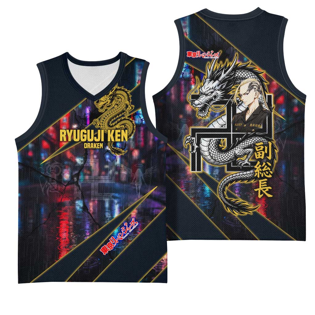 Ryuguji Ken Draken Basketball Jersey Neon Dragon Yakuza Art Style