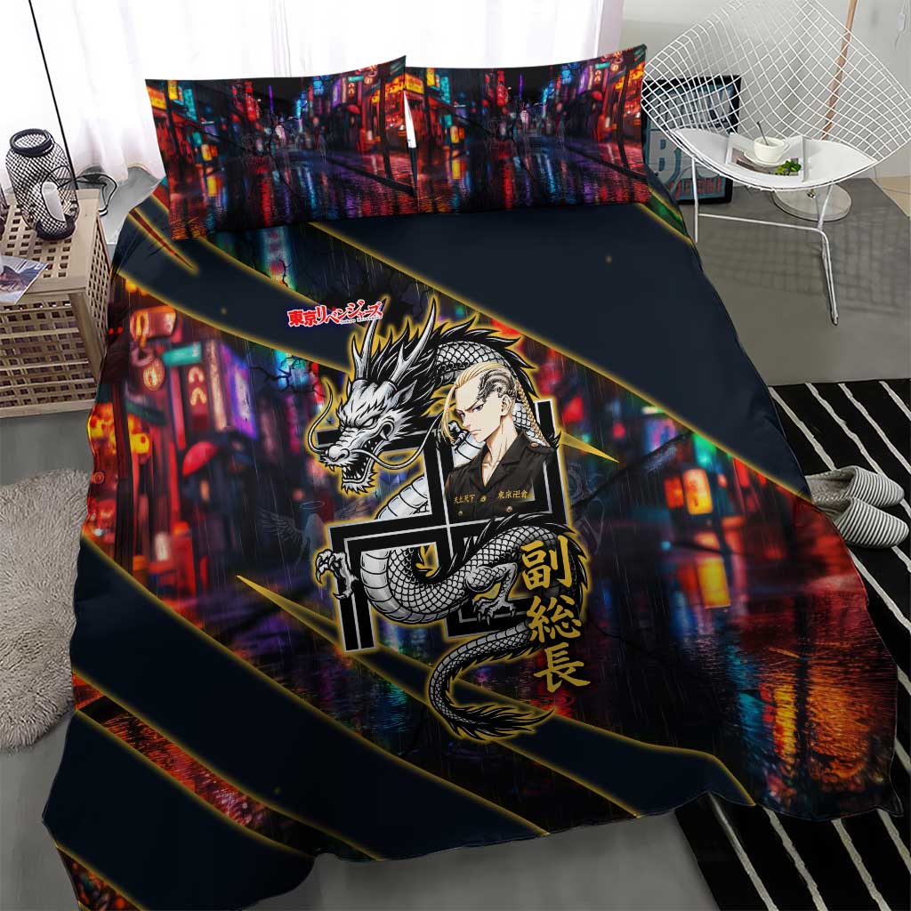 Ryuguji Ken Draken Bedding Set Neon Dragon Yakuza Art Style