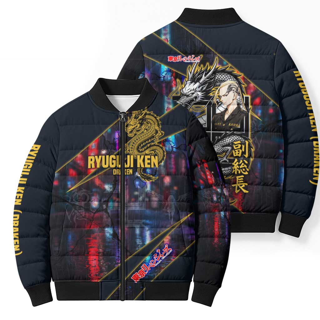 Ryuguji Ken Draken Bomber Puffer Jacket Neon Dragon Yakuza Art Style