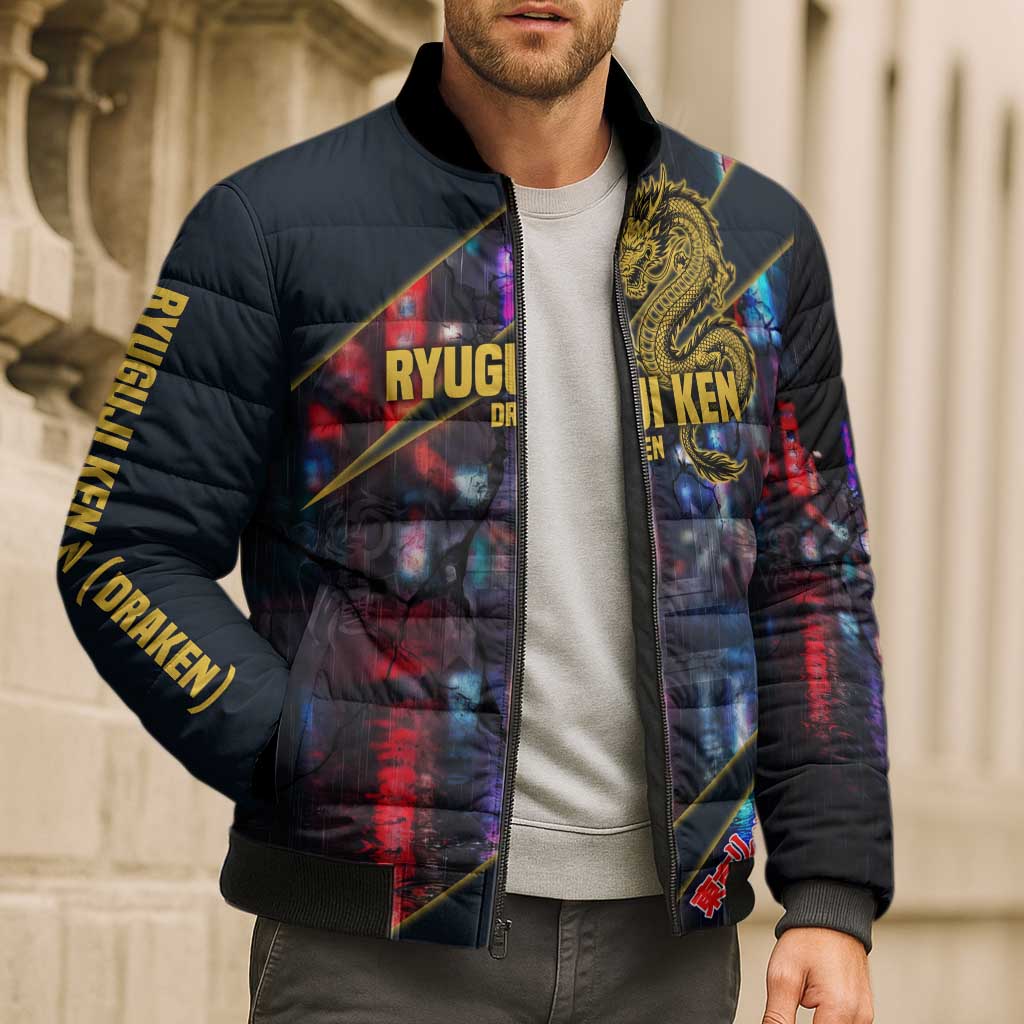 Ryuguji Ken Draken Bomber Puffer Jacket Neon Dragon Yakuza Art Style