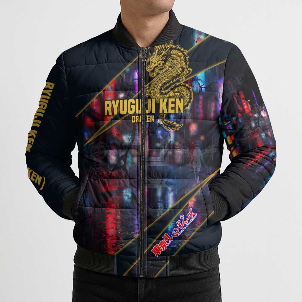 Ryuguji Ken Draken Bomber Puffer Jacket Neon Dragon Yakuza Art Style