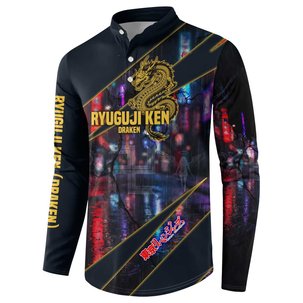 Ryuguji Ken Draken Button Sweatshirt Neon Dragon Yakuza Art Style