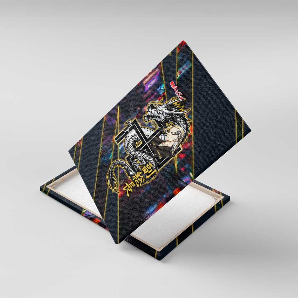 Ryuguji Ken Draken Canvas Wall Art Neon Dragon Yakuza Art Style