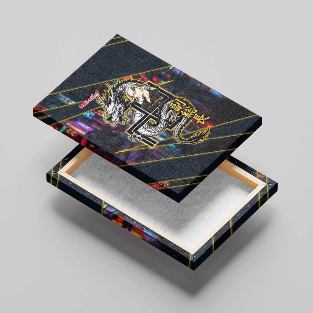 Ryuguji Ken Draken Canvas Wall Art Neon Dragon Yakuza Art Style