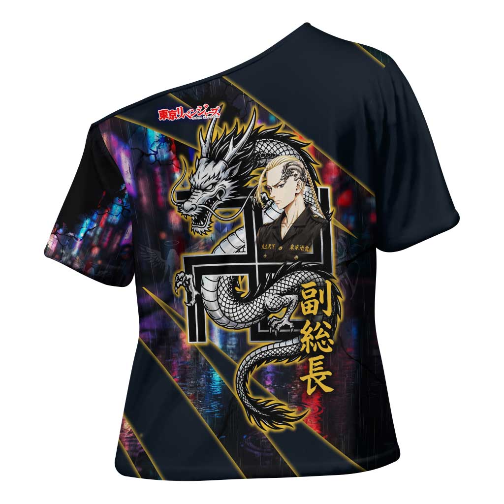 Ryuguji Ken Draken Cross Shoulder Shirt Neon Dragon Yakuza Art Style