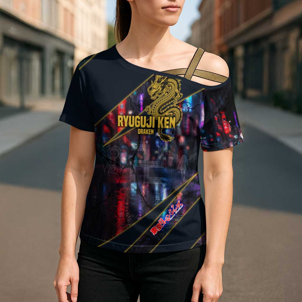 Ryuguji Ken Draken Cross Shoulder Shirt Neon Dragon Yakuza Art Style