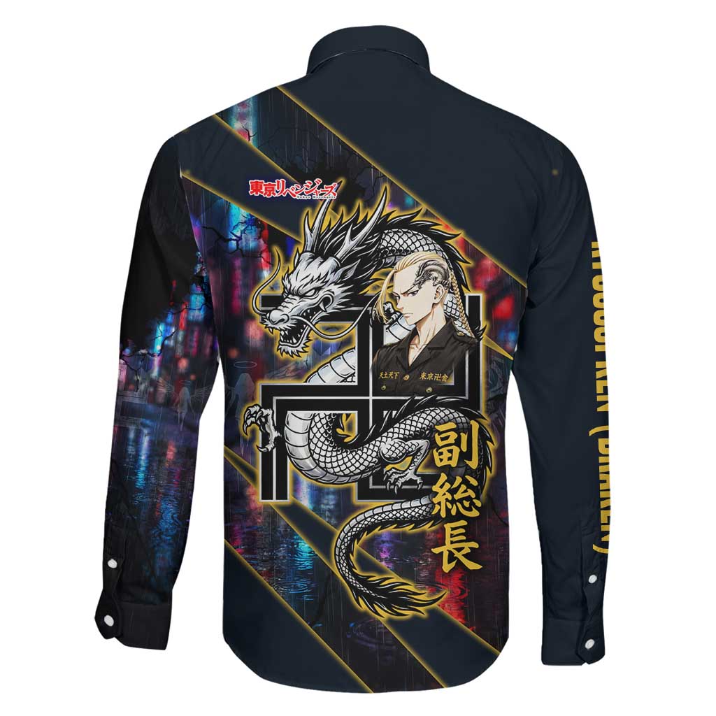 Ryuguji Ken Draken Family Matching Off Shoulder Short Dress and Hawaiian Shirt Neon Dragon Yakuza Art Style