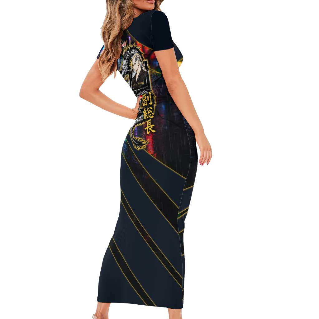 Ryuguji Ken Draken Family Matching Short Sleeve Bodycon Dress and Hawaiian Shirt Neon Dragon Yakuza Art Style