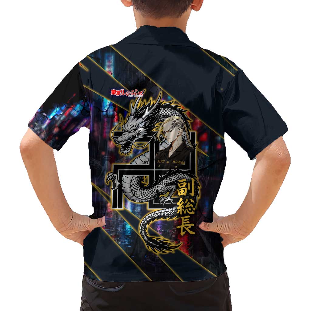Ryuguji Ken Draken Family Matching Summer Maxi Dress and Hawaiian Shirt Neon Dragon Yakuza Art Style