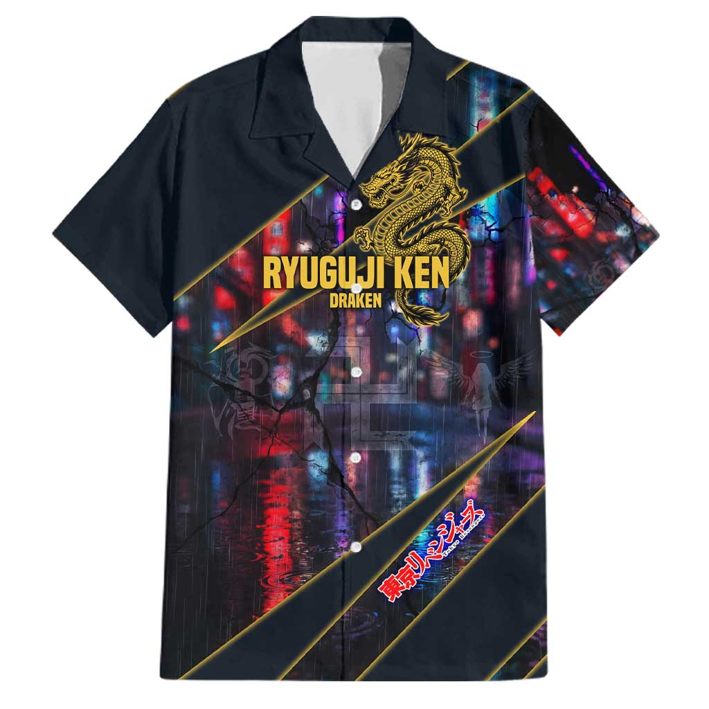 Ryuguji Ken Draken Family Matching Tank Maxi Dress and Hawaiian Shirt Neon Dragon Yakuza Art Style