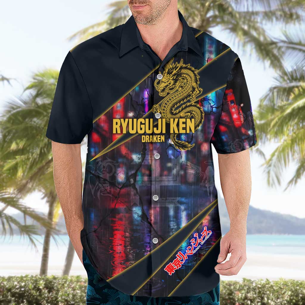 Ryuguji Ken Draken Hawaiian Shirt Neon Dragon Yakuza Art Style