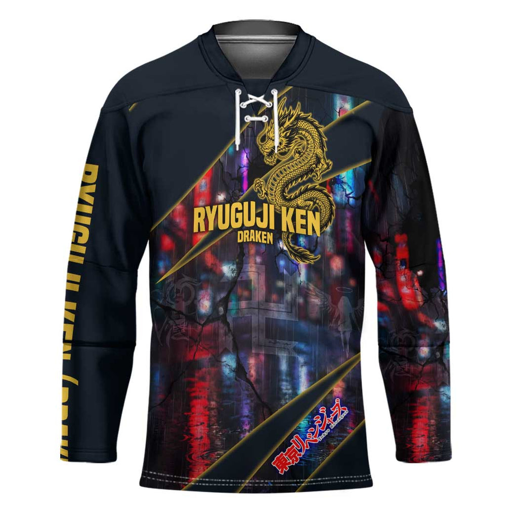 Ryuguji Ken Draken Hockey Jersey Neon Dragon Yakuza Art Style
