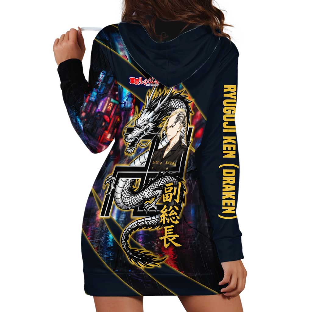 Ryuguji Ken Draken Hoodie Dress Neon Dragon Yakuza Art Style