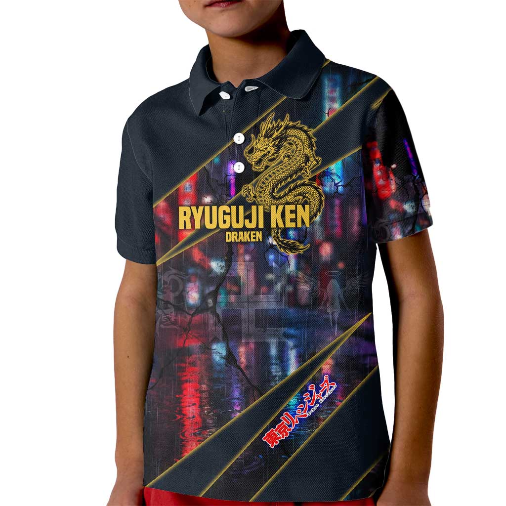 Ryuguji Ken Draken Kid Polo Shirt Neon Dragon Yakuza Art Style