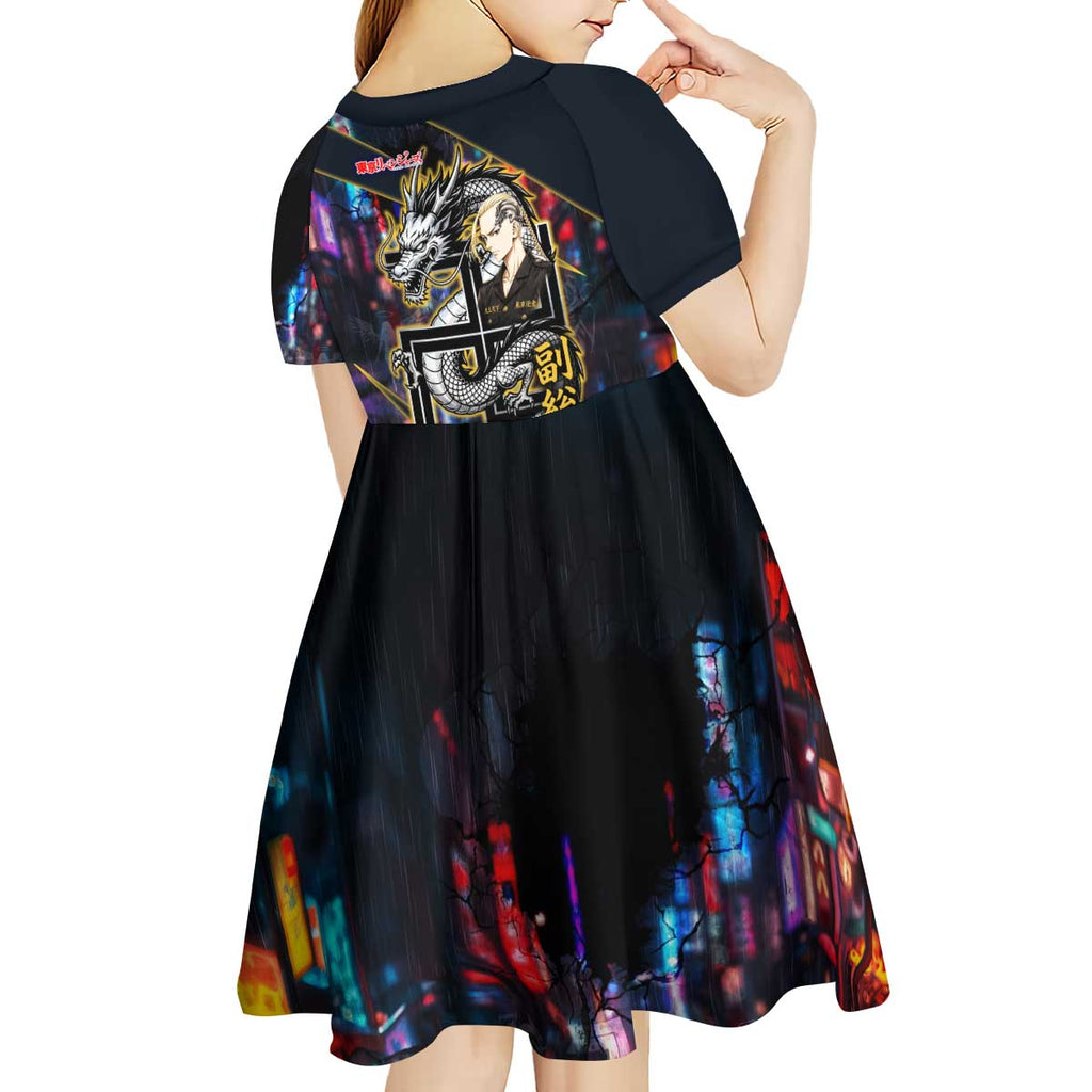 Ryuguji Ken Draken Kid Short Sleeve Dress Neon Dragon Yakuza Art Style