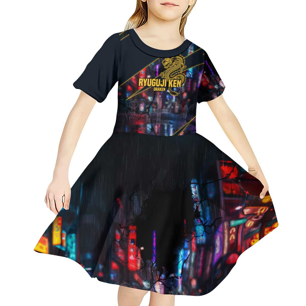 Ryuguji Ken Draken Kid Short Sleeve Dress Neon Dragon Yakuza Art Style