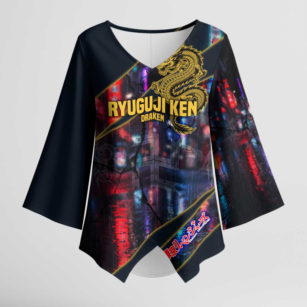 Ryuguji Ken Draken Kimono Sleeve Blouse Neon Dragon Yakuza Art Style
