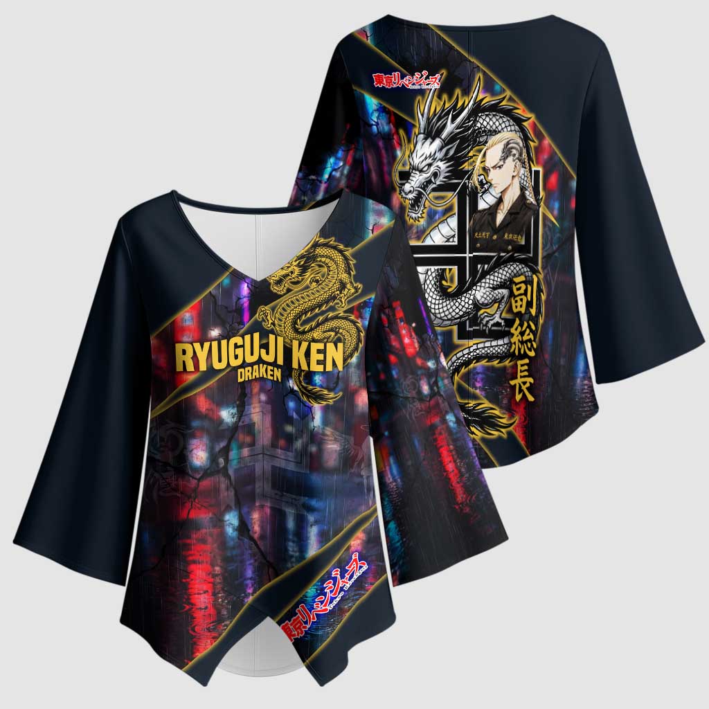 Ryuguji Ken Draken Kimono Sleeve Blouse Neon Dragon Yakuza Art Style