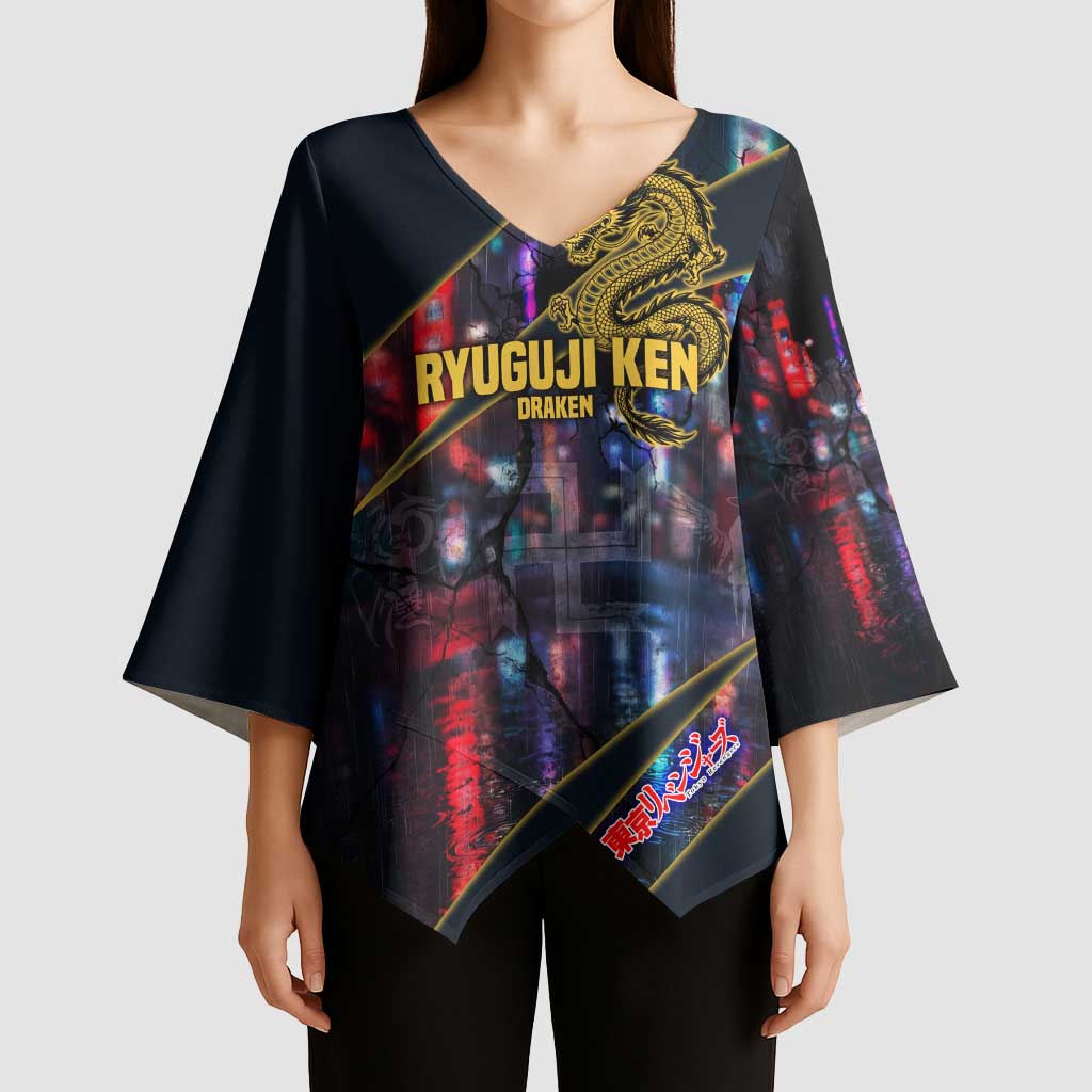 Ryuguji Ken Draken Kimono Sleeve Blouse Neon Dragon Yakuza Art Style