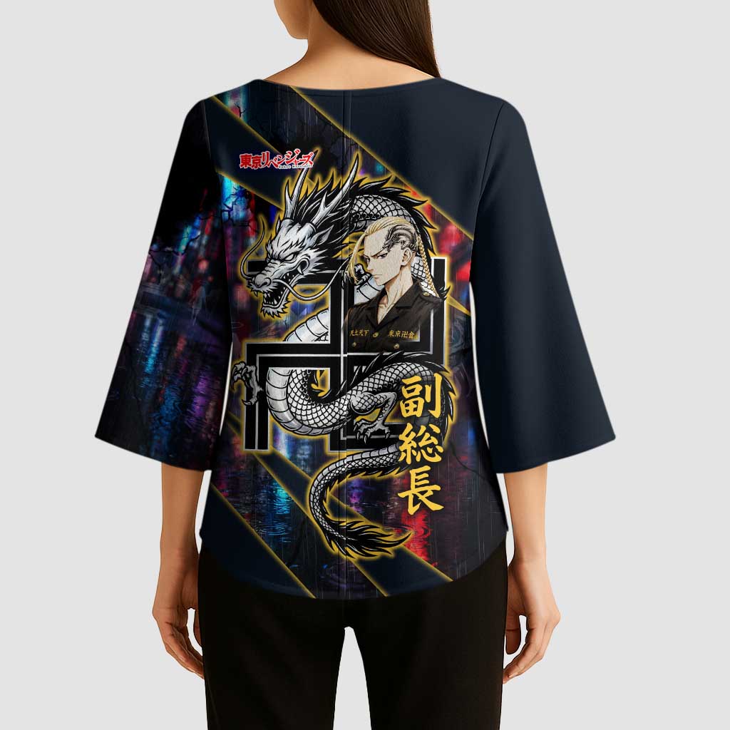 Ryuguji Ken Draken Kimono Sleeve Blouse Neon Dragon Yakuza Art Style