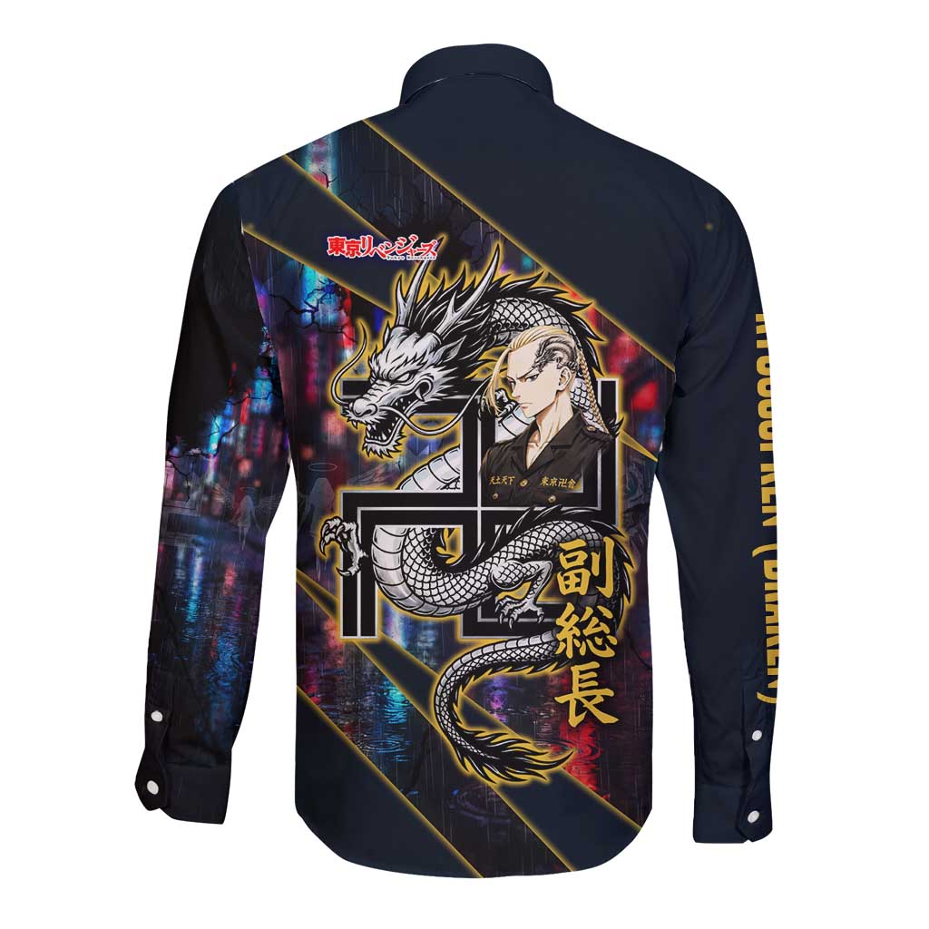 Ryuguji Ken Draken Long Sleeve Button Shirt Neon Dragon Yakuza Art Style