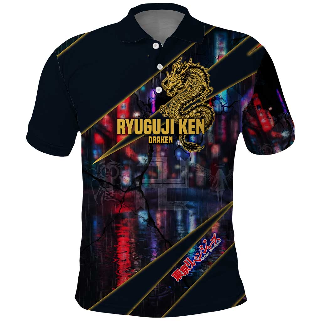 Ryuguji Ken Draken Polo Shirt Neon Dragon Yakuza Art Style