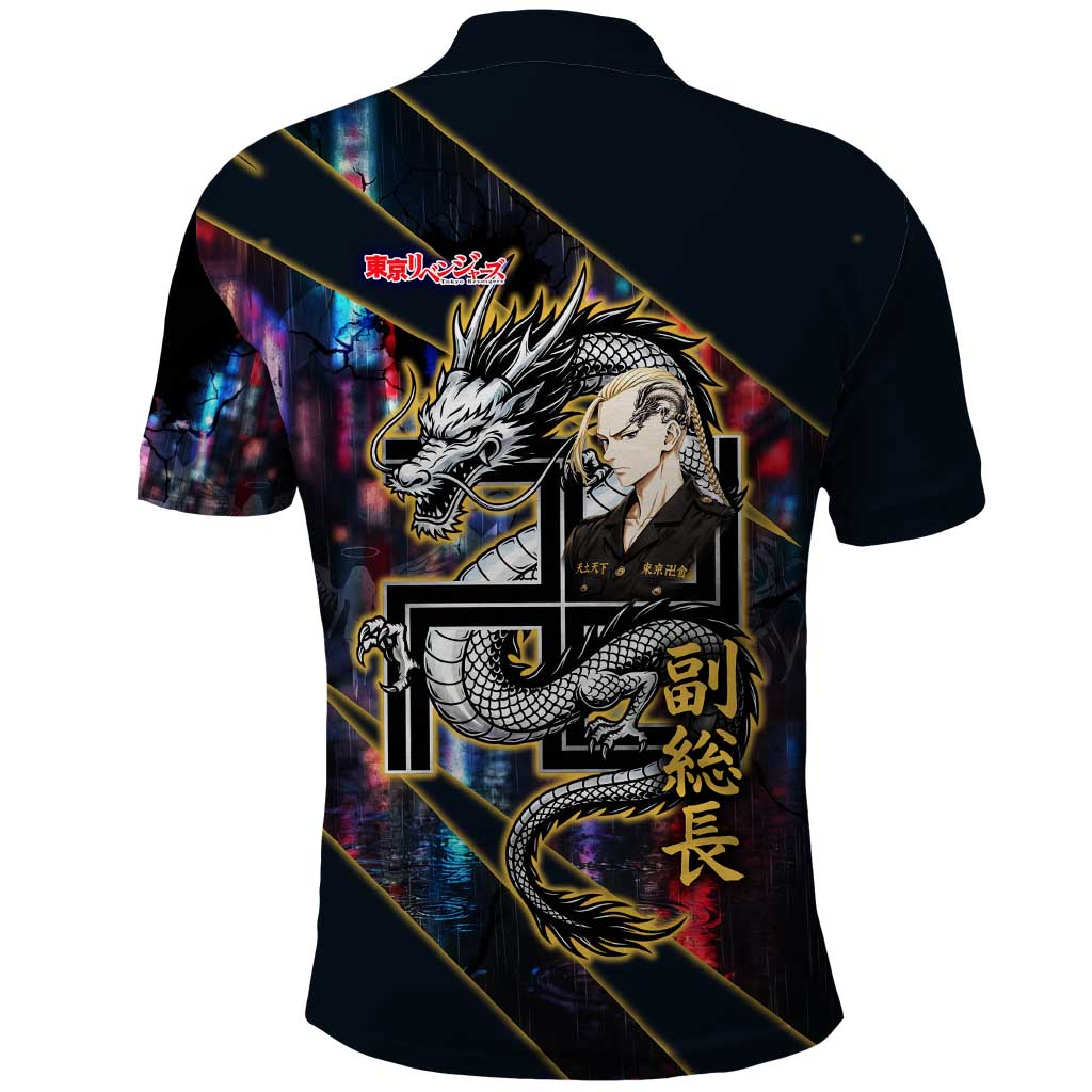 Ryuguji Ken Draken Polo Shirt Neon Dragon Yakuza Art Style