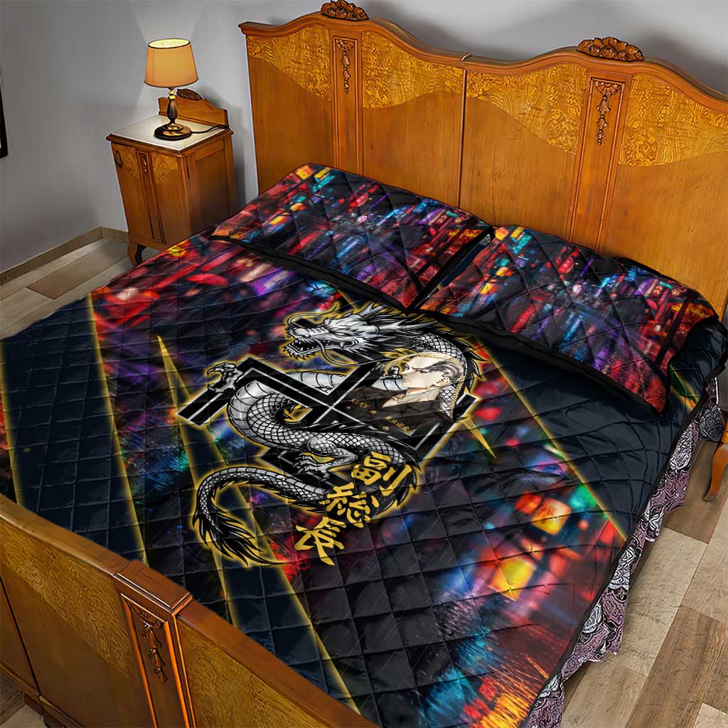 Ryuguji Ken Draken Quilt Bed Set Neon Dragon Yakuza Art Style