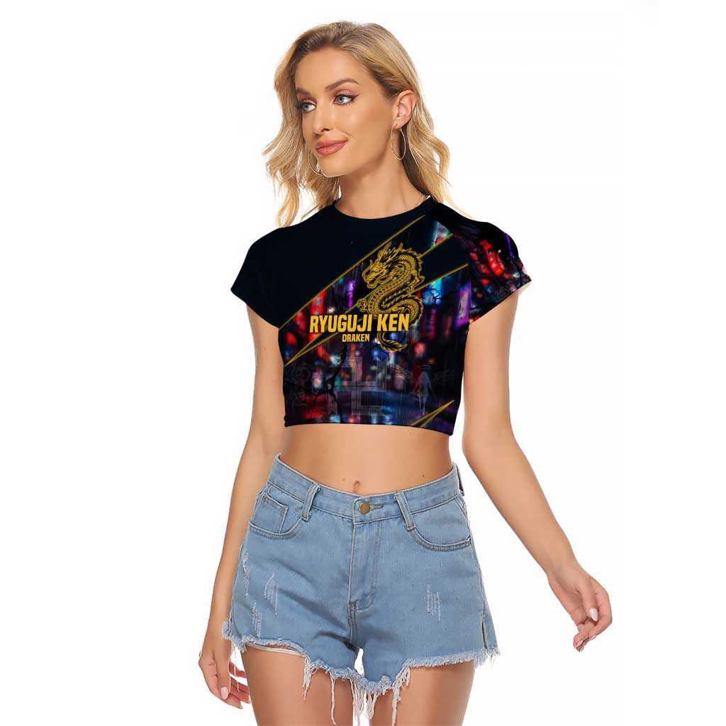 Ryuguji Ken Draken Raglan Cropped T Shirt Neon Dragon Yakuza Art Style