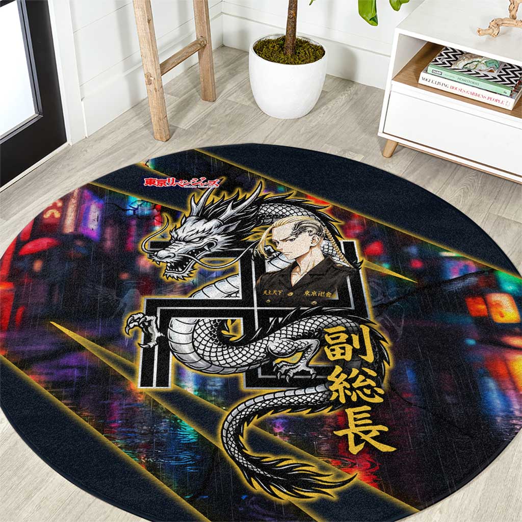 Ryuguji Ken Draken Round Carpet Neon Dragon Yakuza Art Style