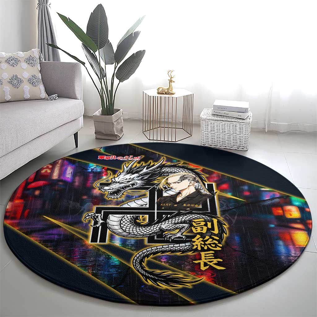 Ryuguji Ken Draken Round Carpet Neon Dragon Yakuza Art Style