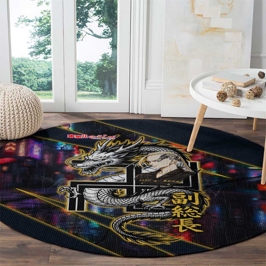 Ryuguji Ken Draken Round Carpet Neon Dragon Yakuza Art Style