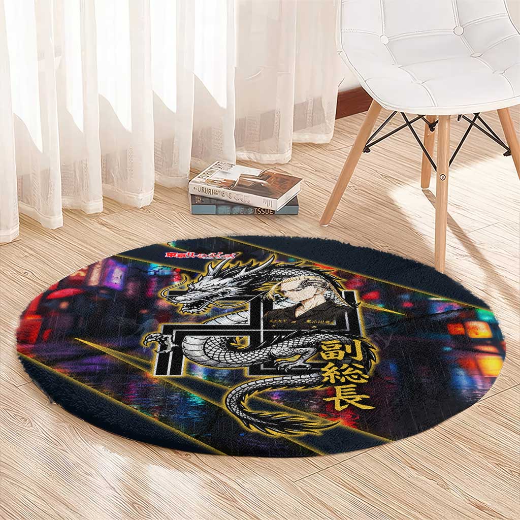 Ryuguji Ken Draken Round Carpet Neon Dragon Yakuza Art Style
