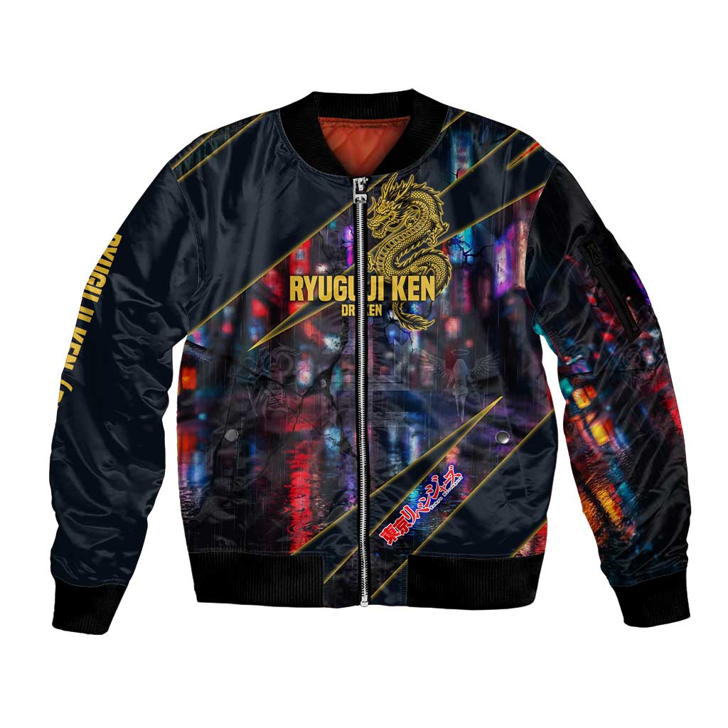 Ryuguji Ken Draken Sleeve Zip Bomber Jacket Neon Dragon Yakuza Art Style