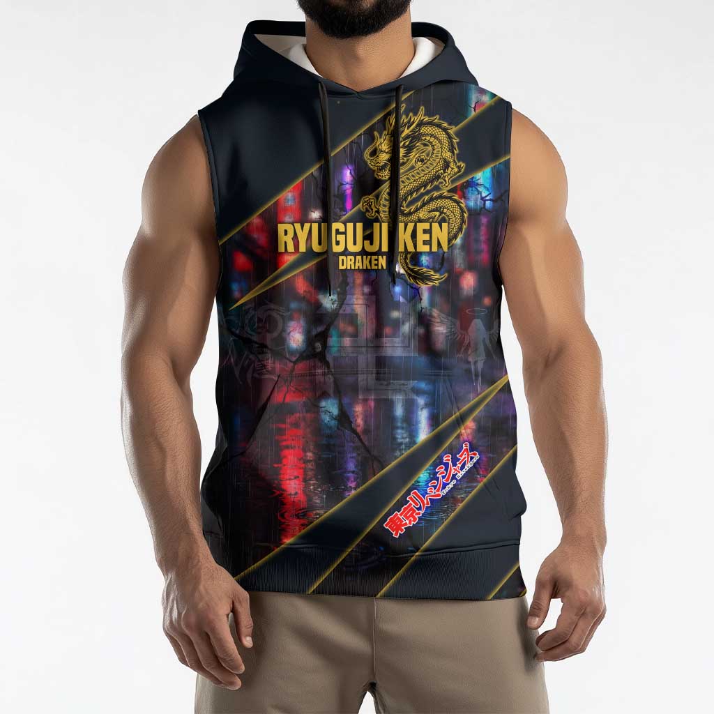Ryuguji Ken Draken Sleeveless Hoodie Neon Dragon Yakuza Art Style